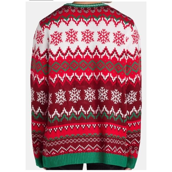 Holiday Time Mens XL Long Sleeve Christmas Sweater Drink Pocket & Fun Cat Design - Picture 3 of 7